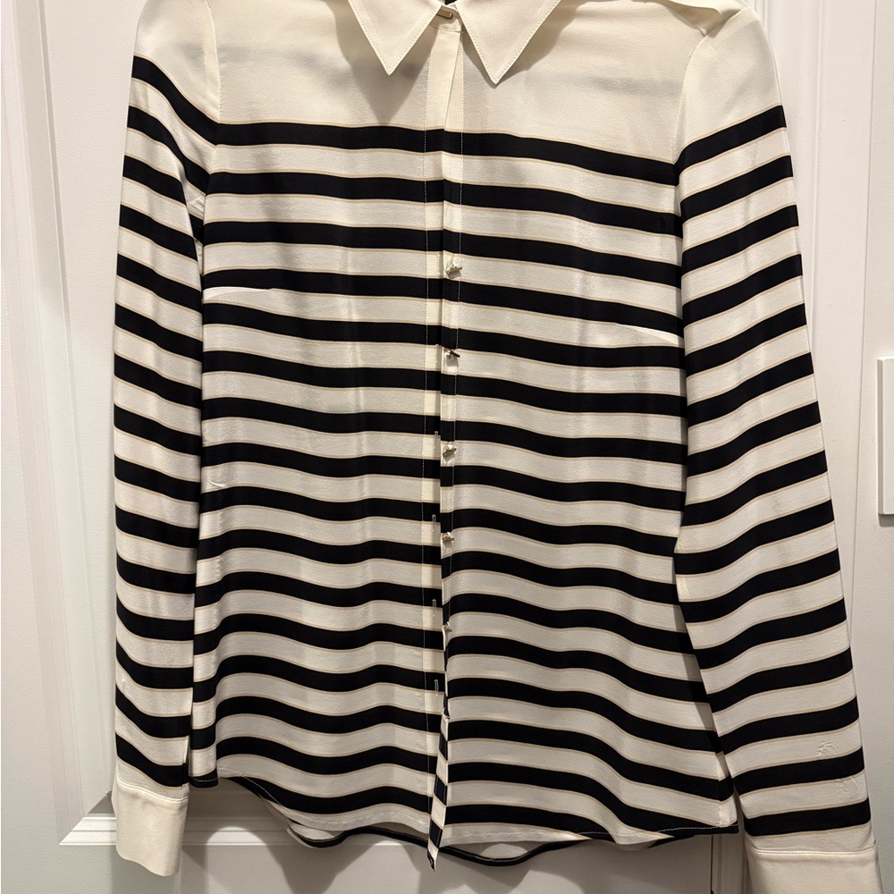 Silk Striped Black and White Shirt
